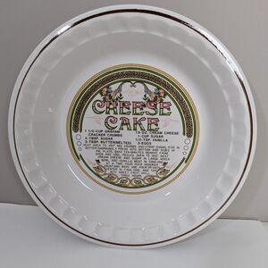 Vintage cheesecake recipe pie plate, cheesecake pie dish